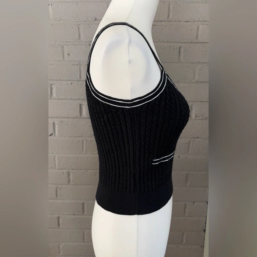 J.Crew black cable knit sleeveless crop top S